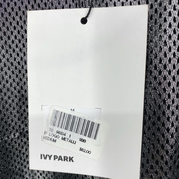 Ivy Park Metallic Mesh Crop Top Logo Gunmetal - Picture 5 of 6